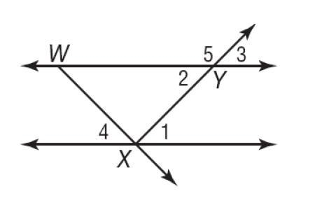 Which angles form a linear pair? 1 and 3 2 and 3 2 and 5 1 and 4-example-1