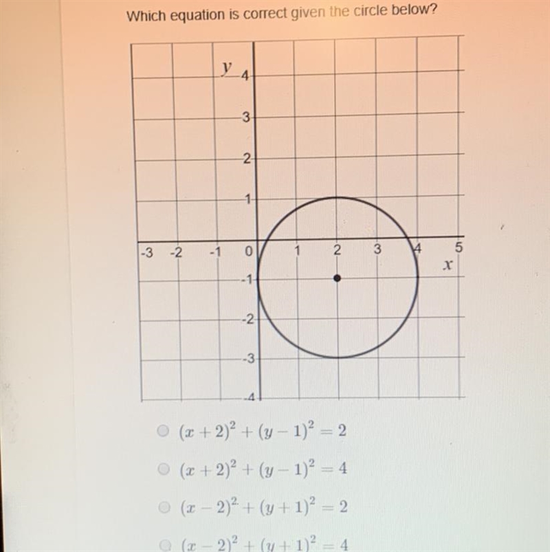 Which equation is correct given the circle below?-example-1