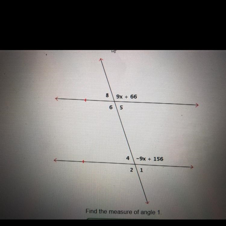 I need the measure of angle 1-example-1