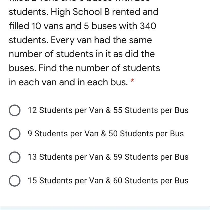 Please answer ASAP ...Find the number of students in each van and in each bus-example-1