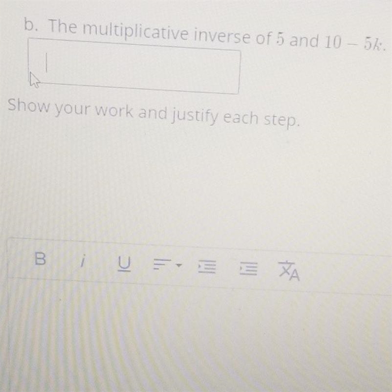 The multiplicative inverse of 5 and 10-5k-example-1