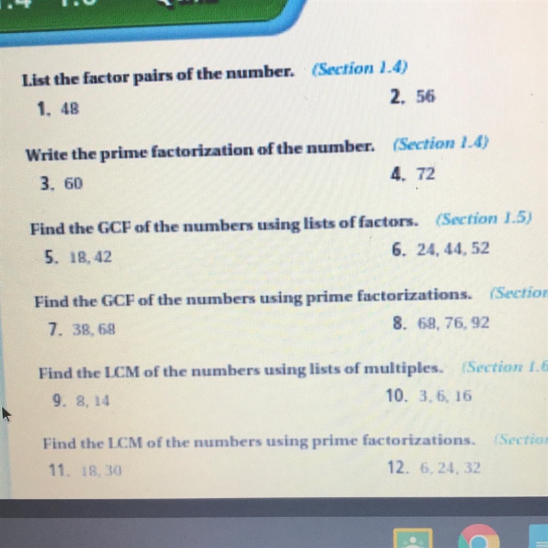 List the factor pairs of the number 14 can y’all give me all the answers? Plz :(-example-1