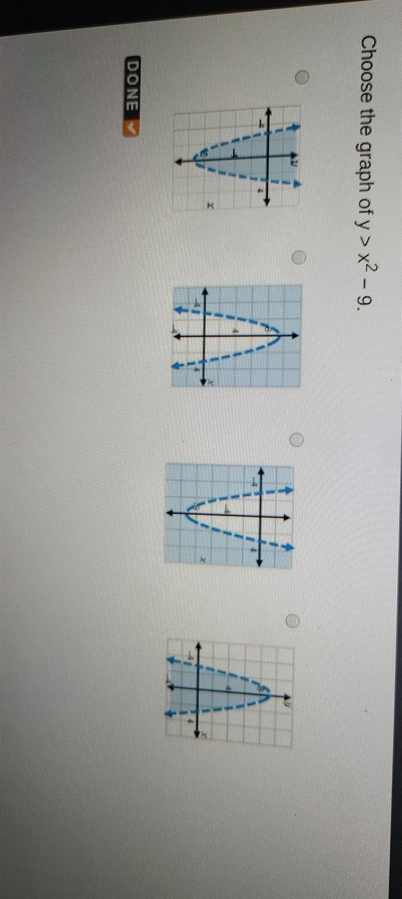 What is the graph of y > x2-9.​-example-1