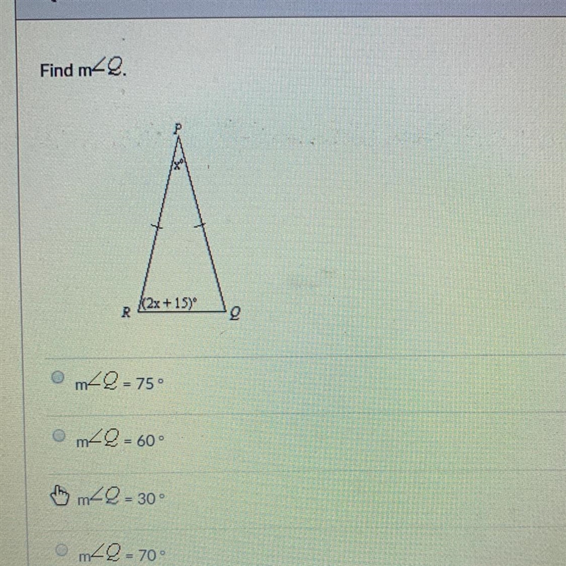 Find mQ for the triangle-example-1