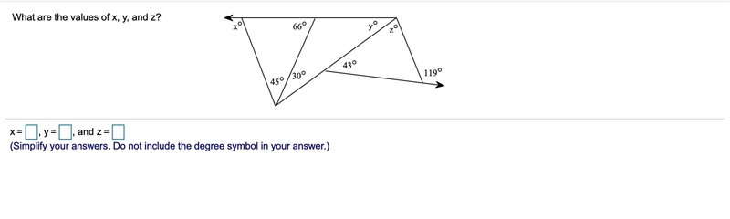 What are the values of​ x, y, and​ z?-example-1