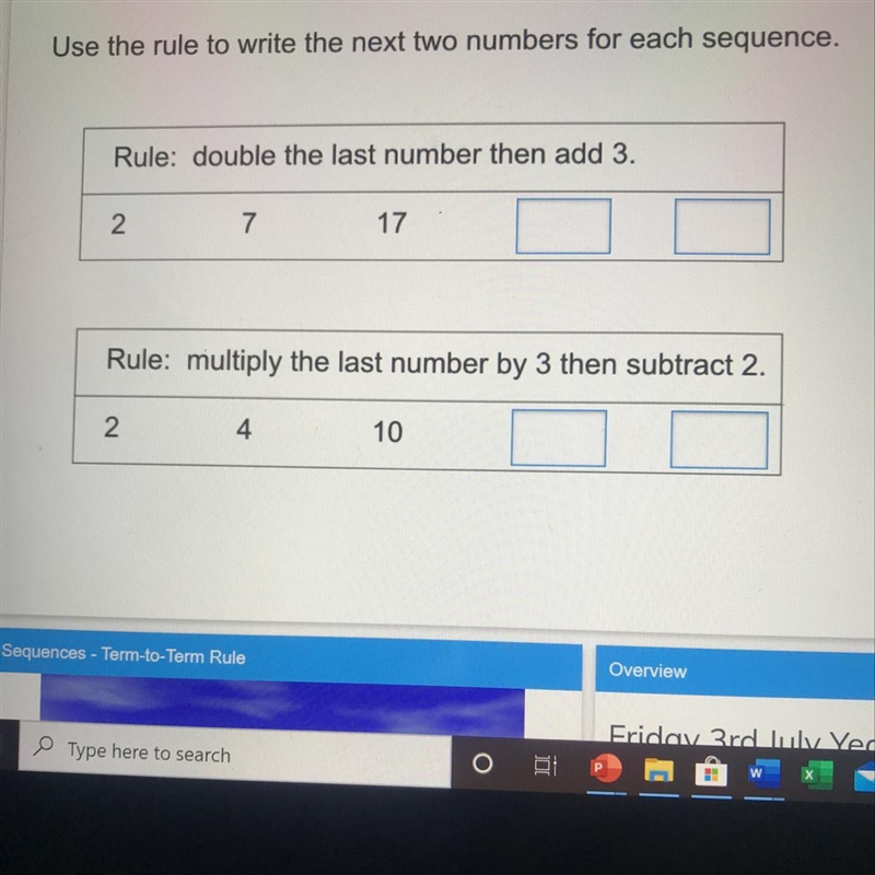 Please help me with the answers to these sequences? :)-example-1