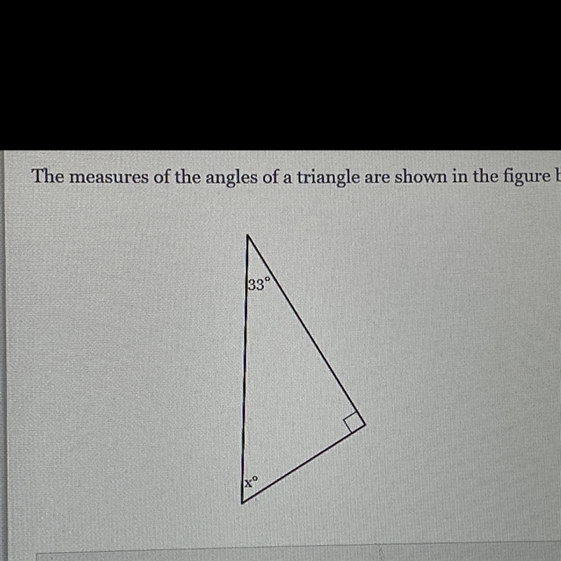 The measures of the angles of a triangle are shown in the figure below. Solve for-example-1