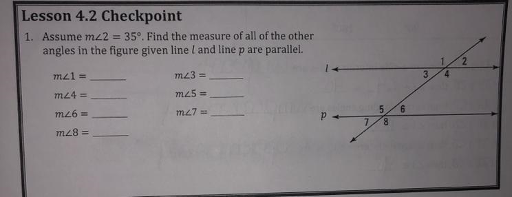 Assume m<22=35. Find the measure of all of the other angles in the figure given-example-1