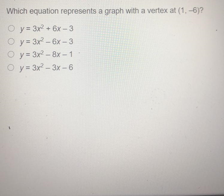 Which equation represents a graph with a vertex at (-1,6)?-example-1