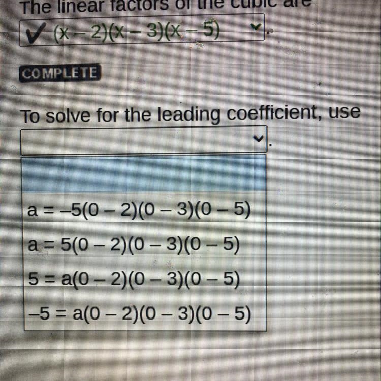 To solve for the leading coefficient use-example-1