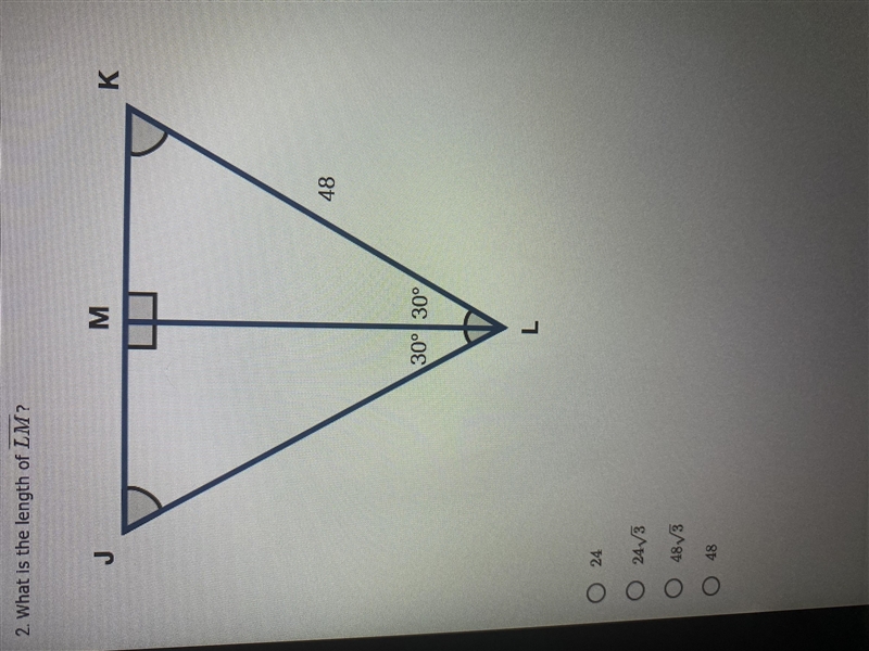 What is the length of LM? (Question and answer choices provided in picture.)-example-1