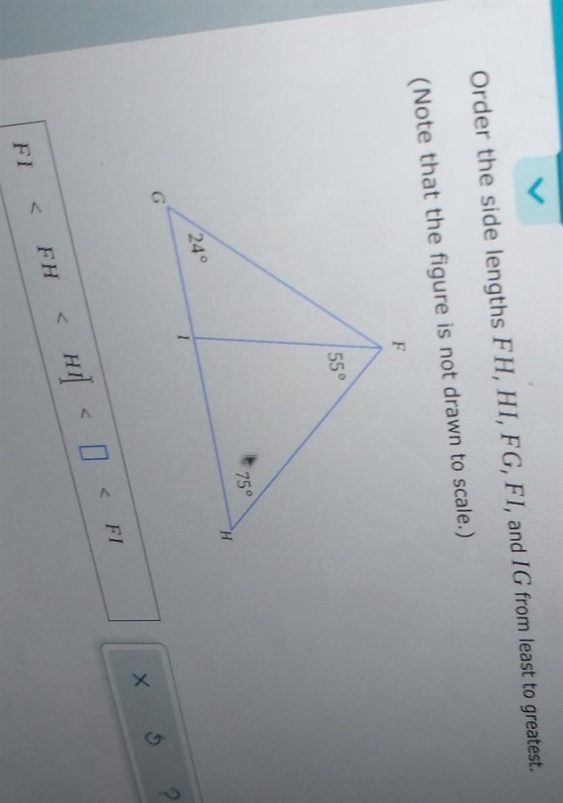 Order the side lengths from least to greatest​-example-1