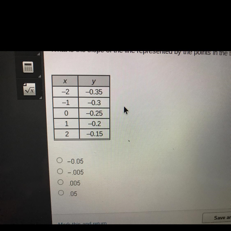 What is the slope of the line represented by the points in the table?-example-1