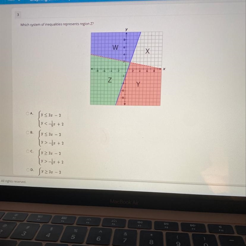 HELPPPPP PLEASEEEE!!!! Which system of inequalities represents region Z?-example-1