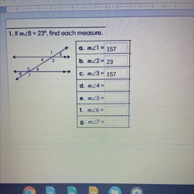 Angle 8=23°, find each measure-example-1