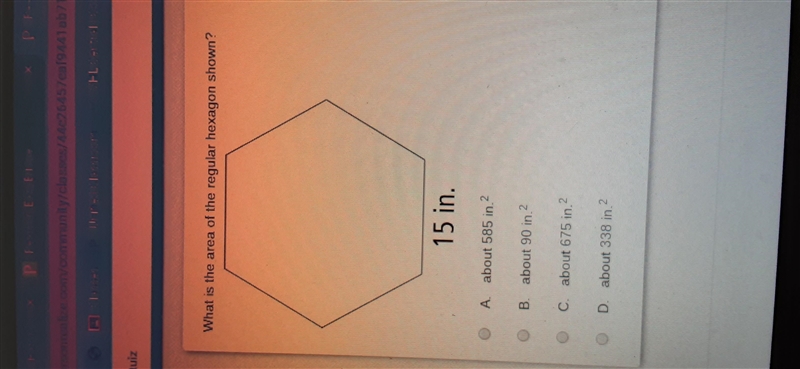 What is the area of the regular hexagon shown?-example-1