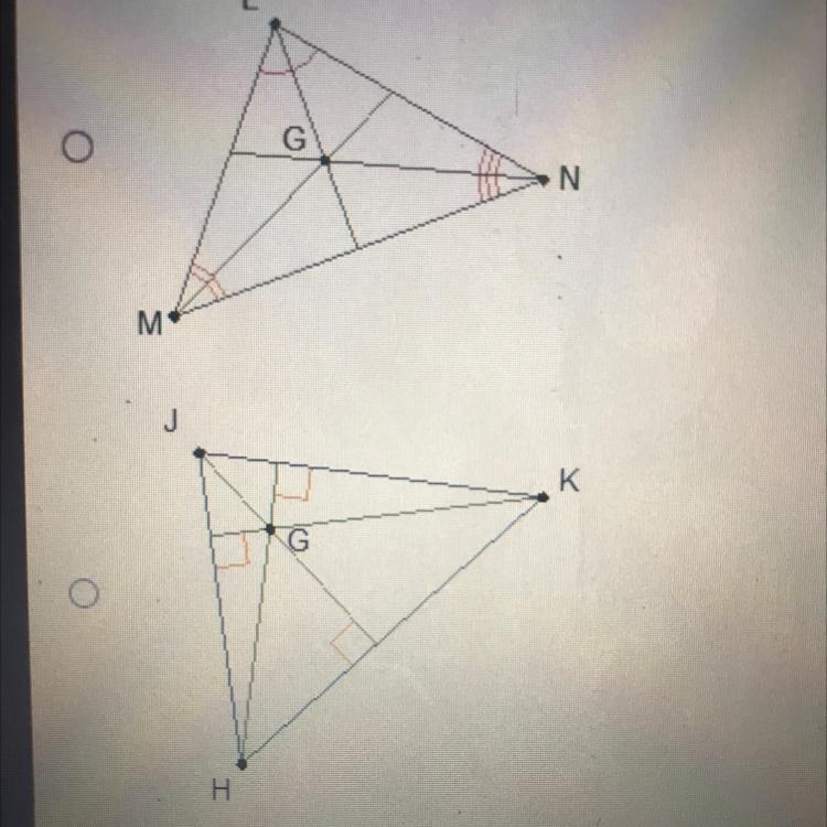 In which figure is point G an orthocenter?-example-1