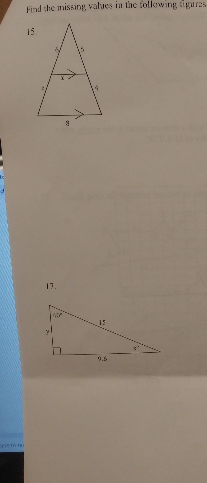 Find the missing values in the following figures​-example-1