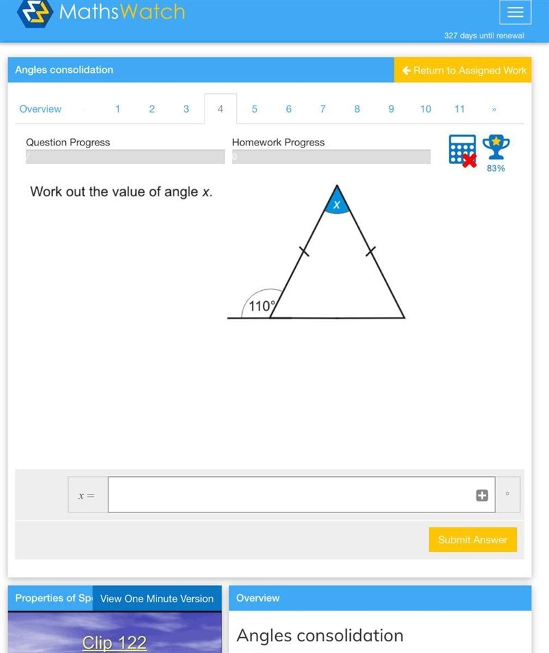 Please help Work out the value of angle x-example-1