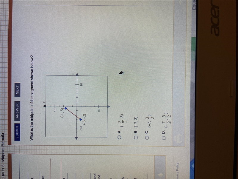 What is the midpoint of the segment shown below? For geometry worksheet!-example-1