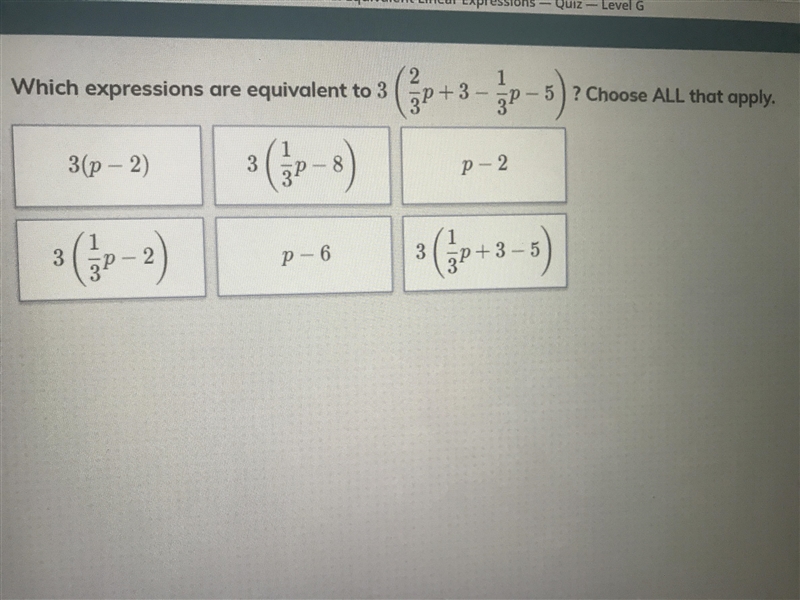 Helppp math equivalent linear expressions-example-1