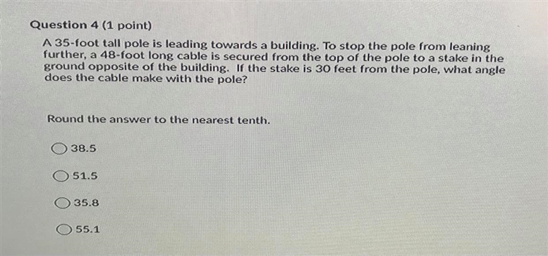 A 35-foot tall pole is leading towards a building. To stop the pole from leaning further-example-1