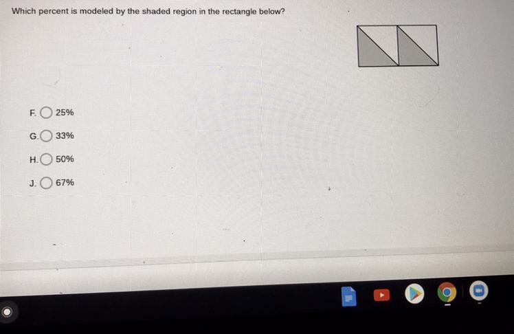 Which percent is molded by the shaded region in the rectangle below?-example-1