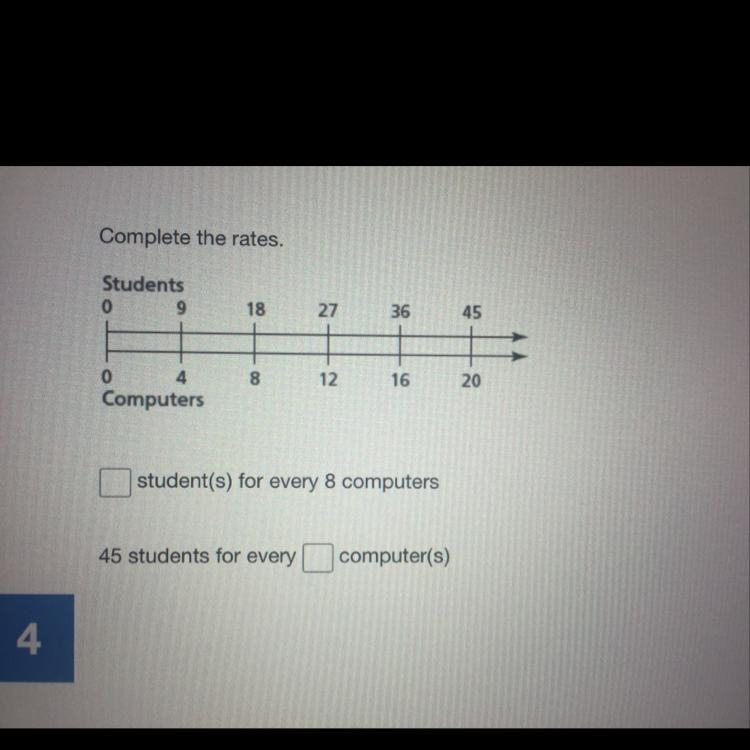 ___ student(s) for every 8 computers. 45 students for every __ computer(s).-example-1