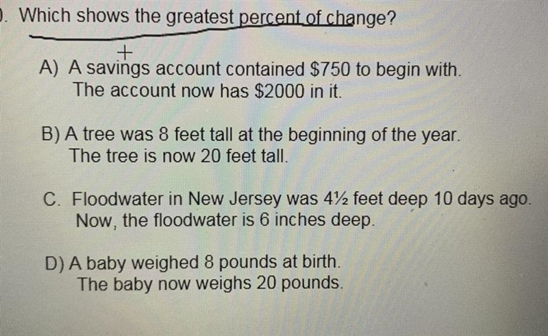 Which shows the greatest percent of change-example-1