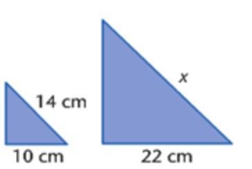 Use a proportion to find the length of side x for the pair of similar figures below-example-1