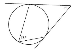 Find the value of x. A. 74 B. 244 C. 52 D. 64-example-1