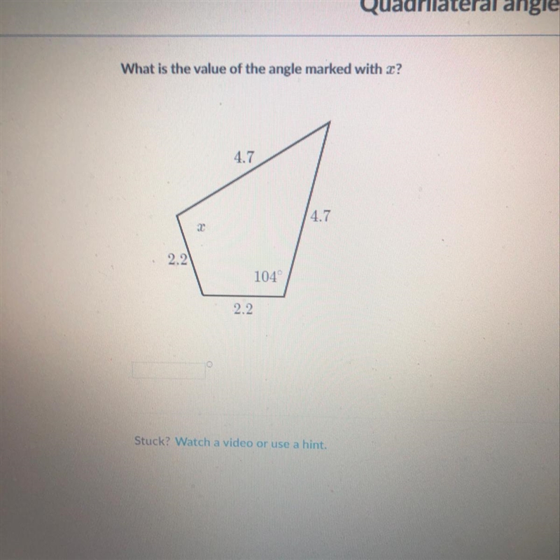 What is the value angle marked x?-example-1