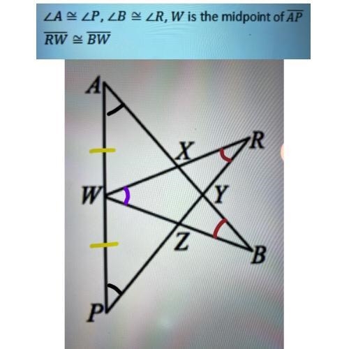 Prove: line RW ≅ line BW. Please show all work and explaination.?-example-1