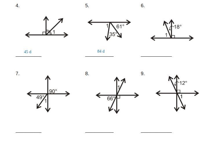 What is the measure of <1? (ON ALL THE PROBLEMS) And tell if 4 and 5 are right-example-1