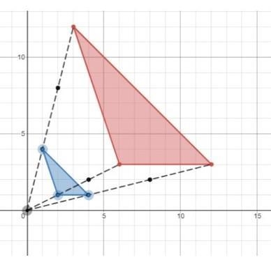 Hello this is my first question:) The pre-image is the blue triangle and the resulting-example-1