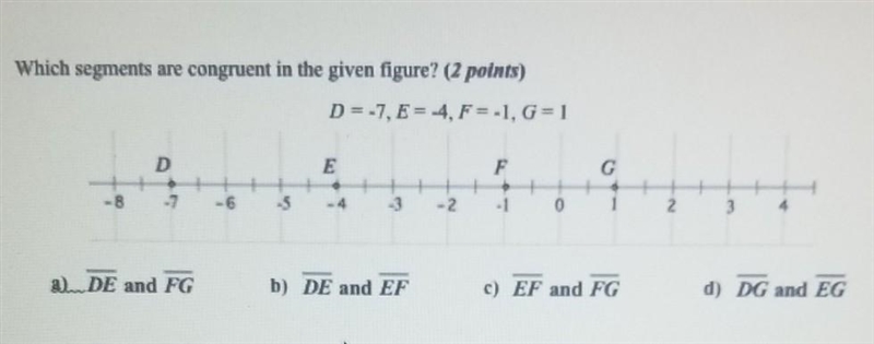 Which segments are congruent in the given figure? A) B) C) D)​-example-1