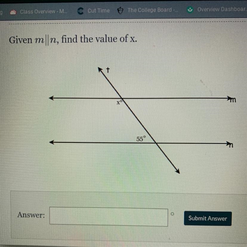 Given m|| n, find the value of x.-example-1