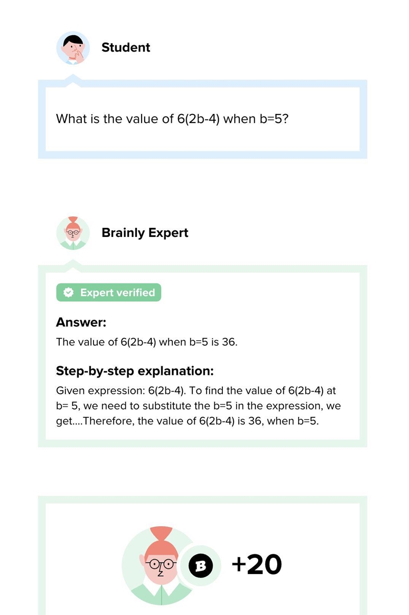 What is the value of 6(2b-4) when b=5?-example-1