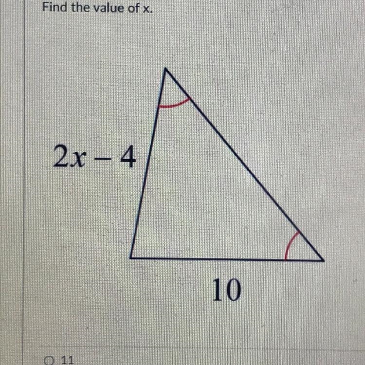 Find the value of x. 2x – 4 10-example-1