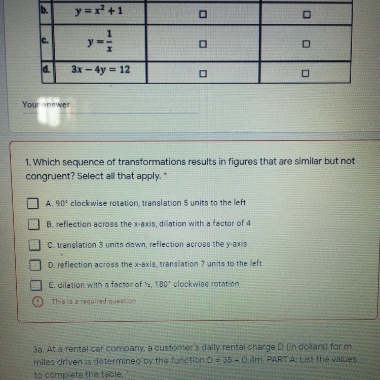 1. Which sequence of transformations results in figures that are smer but not congruent-example-1