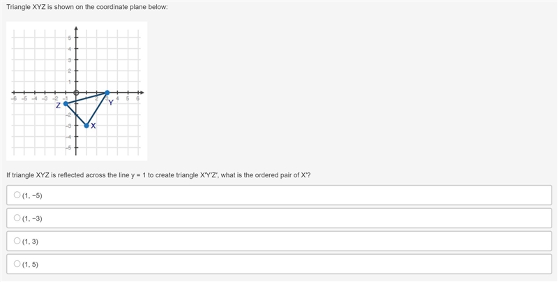 If triangle XYZ is reflected across the line y = 1 to create triangle X′Y′Z′, what-example-1