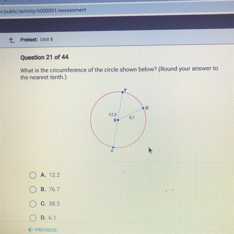 What is the circumference of the circle below? (Round your answer to the nearest tenth-example-1