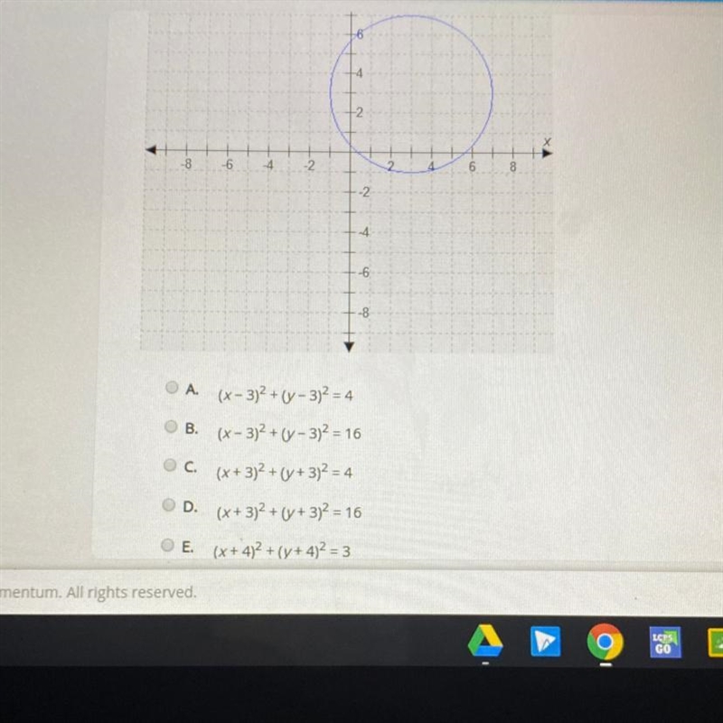 Which equation represents the circle shown?-example-1