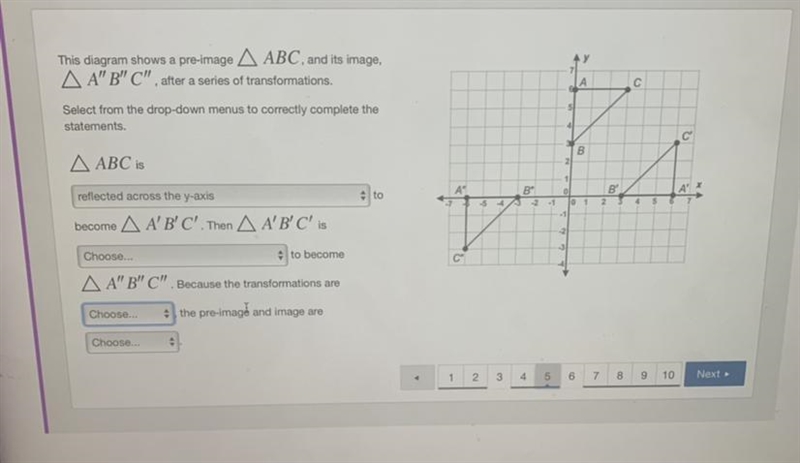 This diagram shows a pre-image A ABC, and its image, AA"B" C", after-example-1