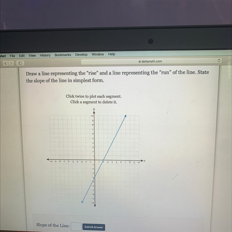 Draw a line representing the "rise" and a line representing the "run-example-1