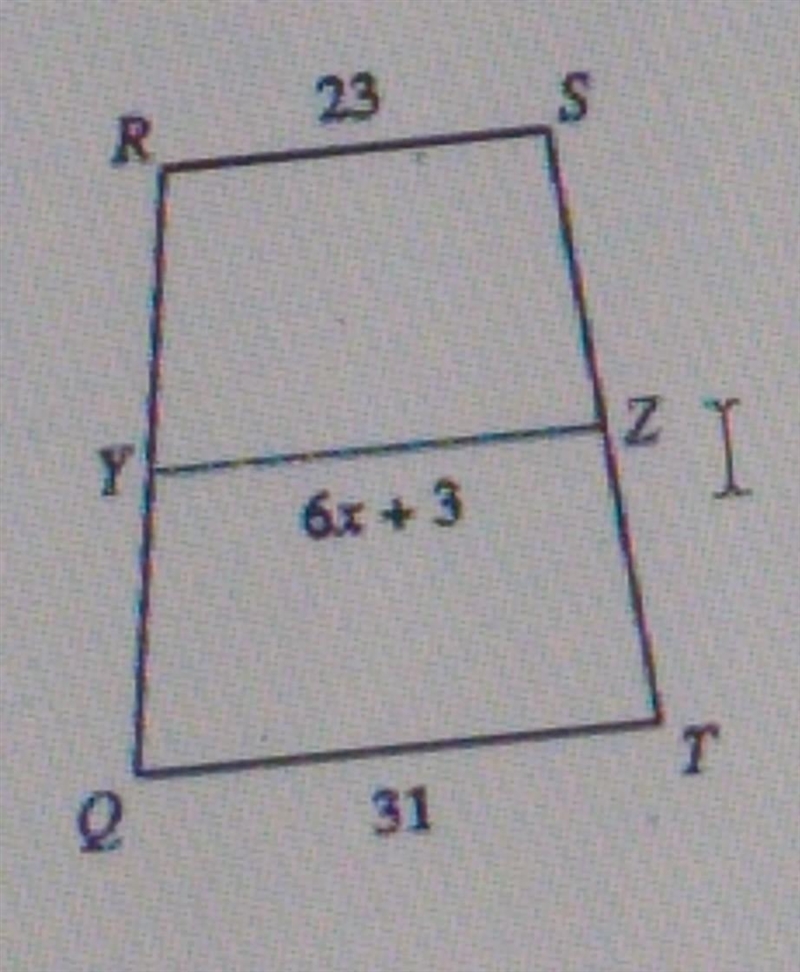 Solve for x. Each figure is a trapezoid​-example-1