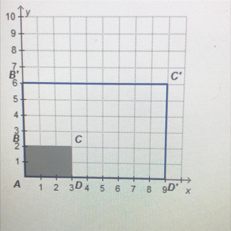 Please need this now Hurry! Rectangle ABCD is transformed to A’B’C’D’ by a dilation-example-1