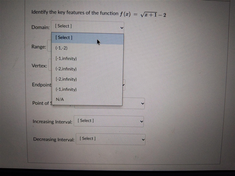 Identify the key features of f(x)=√(x+1) -2-example-2