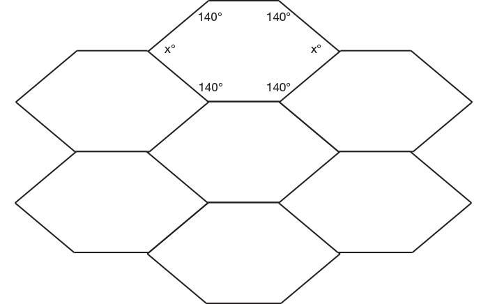 The pattern on a rug is made up of hexagons, as shown below. What is the value of-example-1