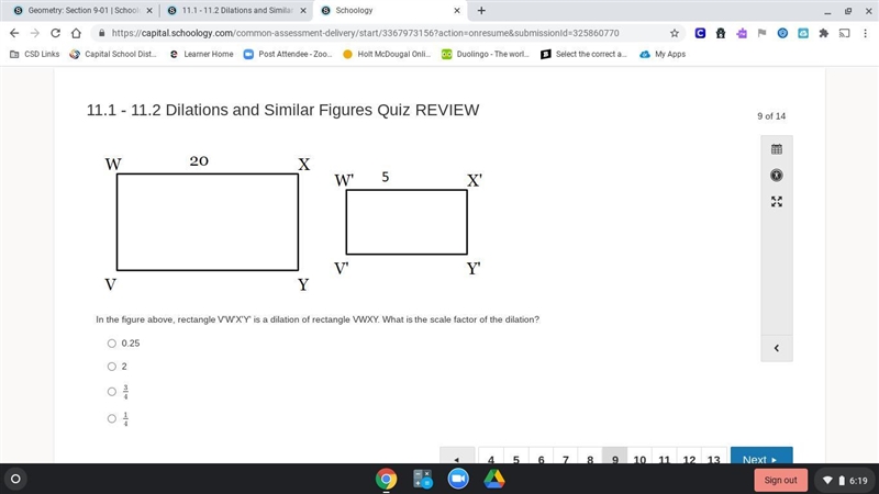 In the figure above, rectangle V'W'X'Y' is a dilation of rectangle VWXY. What is the-example-1